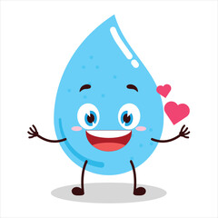 cute fall in love expression of water drop cartoon character