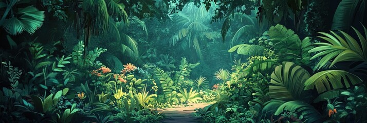 2D animated cartoon jungle 