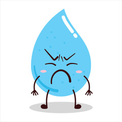 cute annoyed expression of water drop cartoon character
