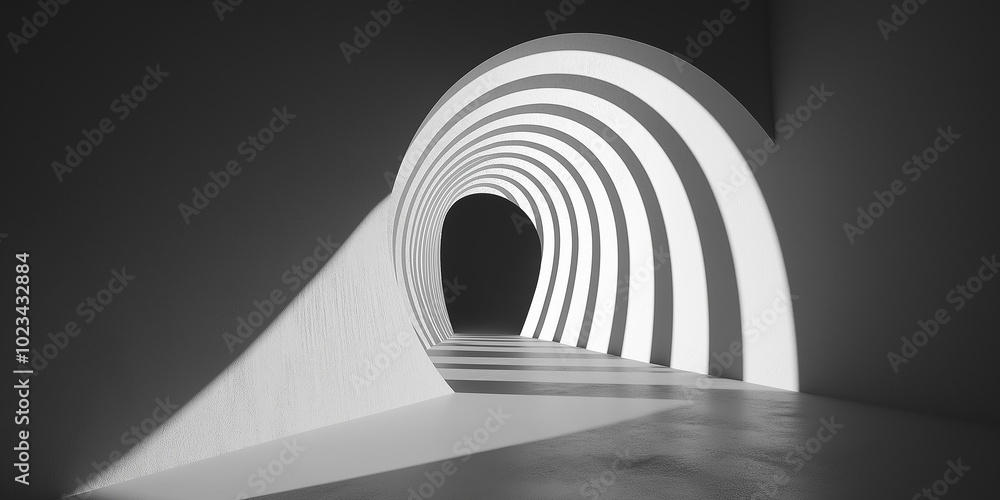 Leinwandbilder light passing through arches creating pattern on wall in corridor