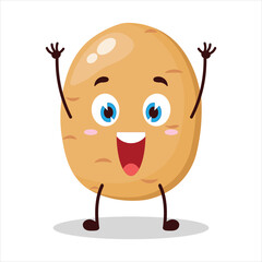 cute rise hand happy expression of potato cartoon character