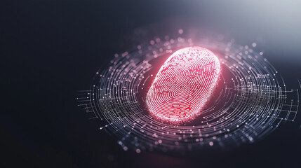 Obraz premium Close-up of a smart device's fingerprint scanner activating, glowing security interface representing progress in protection technology, concept 3d illustration.