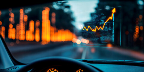 Conceptual car interior showing rising cost of road tax with new pay per mile scheme