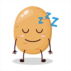cute sleep expression of potato cartoon character