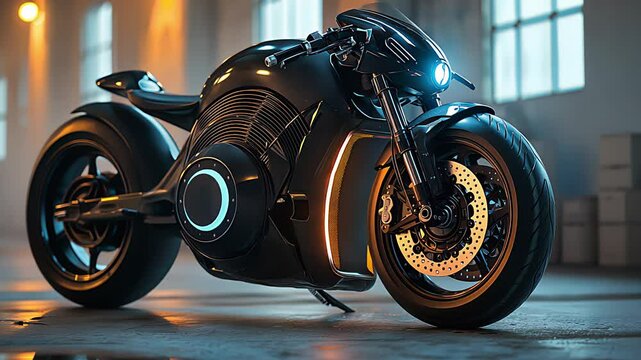 Futuristic sports motorcycle. electric motorcycle concept. Created with Generative AI.