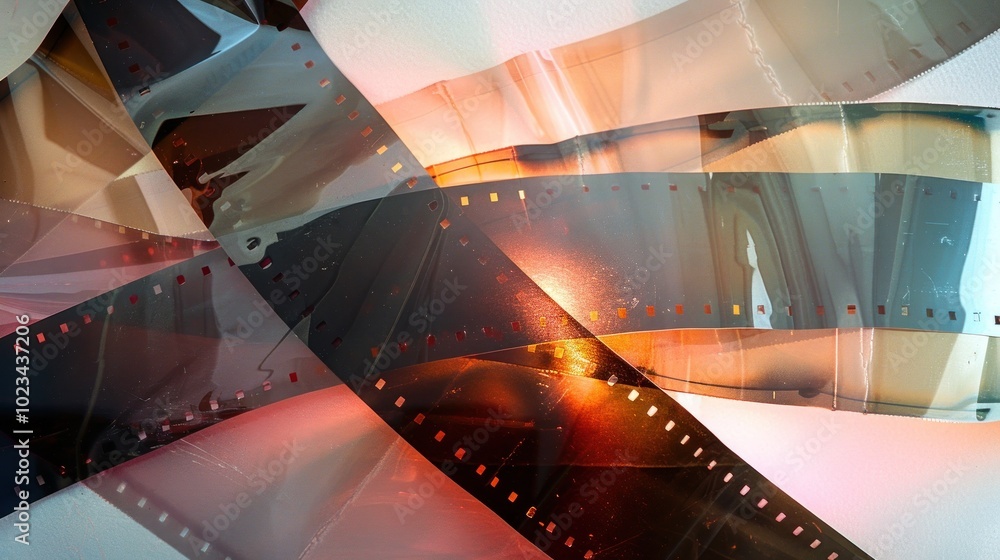 Poster the composition features overlapping film frames, emphasizing the interplay of light and texture. th