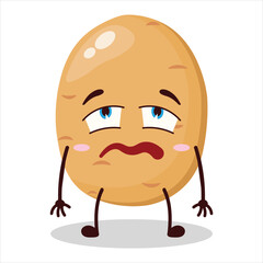 cute lazy expression of potato cartoon character