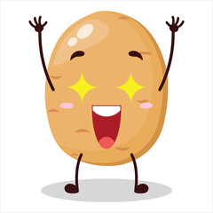cute excited expression of potato cartoon character