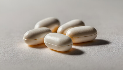 White Pills on White Background