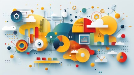 Obraz premium Colorful Abstract Data Visualization Concept Art