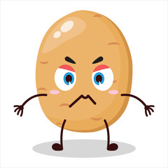 cute annoyed expression of potato cartoon character