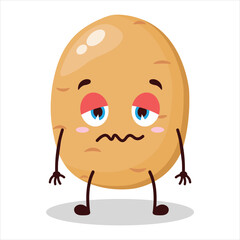 cute grumpy expression of potato cartoon character