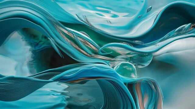 Abstract flowing patterns with blue and green hues resembling agate stone layers. Serene, artistic representation of nature&rsquo;s geological beauty.