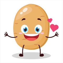 cute fall in love expression of potato cartoon character