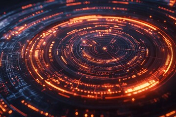 Obraz premium Neon-Lit Timeline of Technological Revolutions and Events