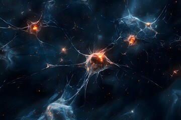 neuron and neural network , representing connection, science and biology