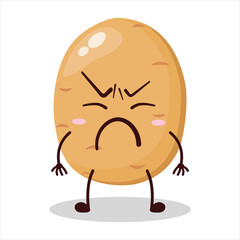 cute irritated expression of potato cartoon character