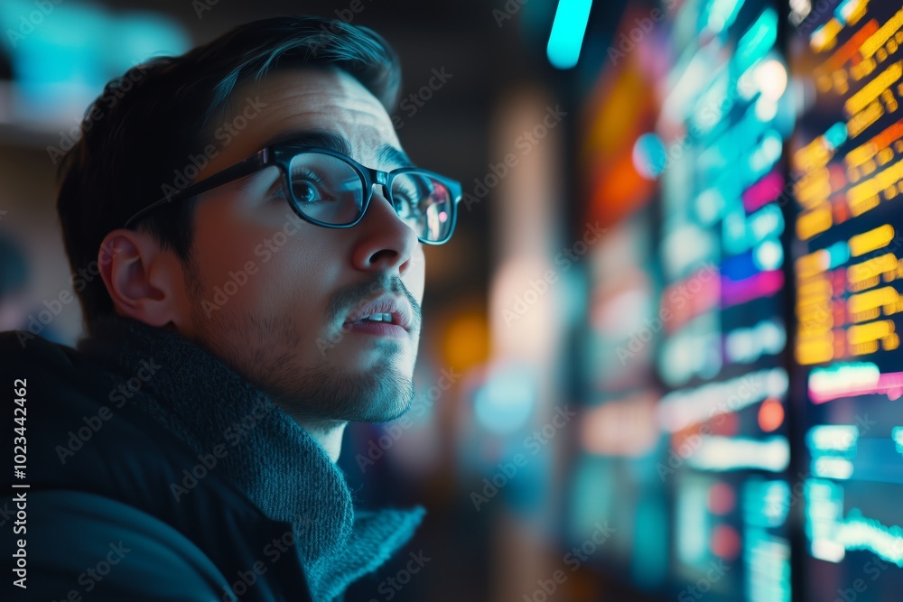 Aufkleber traders analyzing digital financial data on computer screens