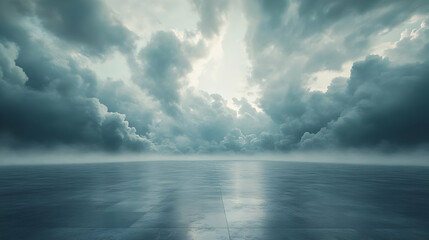 Obraz premium Dark Cloudy Sky with Foggy Ground 3D Background Illustration