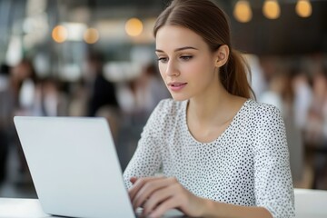 Woman using a laptop to explore career opportunities and search for jobs online