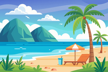 Fototapeta premium Beach landscape illustration