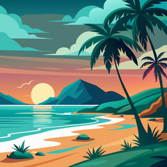 Beach landscape illustration