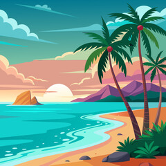 Obraz premium Beach landscape illustration