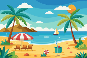 Beach landscape illustration