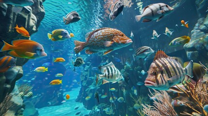 Interactions between fish species raised in controlled environments such as aquariums or terrariums.