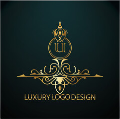Web creative initial u latter logo design with modern business vector template, luxury u latter  logo , creative isolate  u monogram latter logo , crow logo , royal logo with golden color 