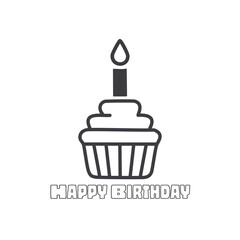 Happy Birthday text design with birthday icon for print or use as card design.
