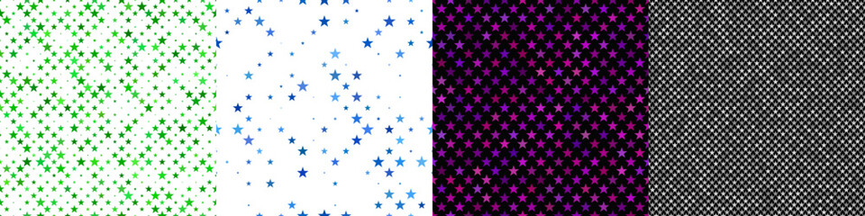 Seamless pentagram star pattern set