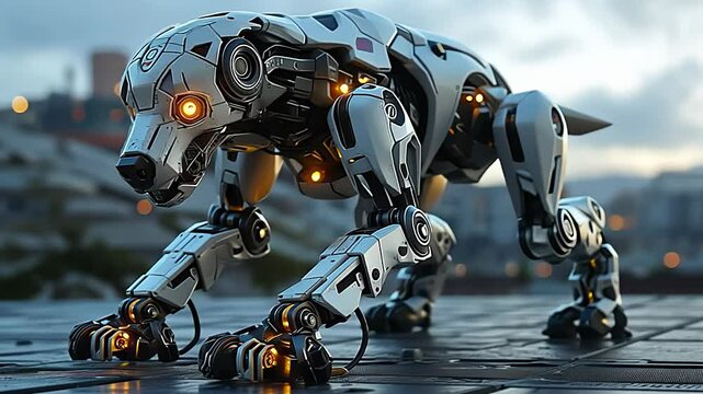 futuristic robot dog. Created with Generative AI.