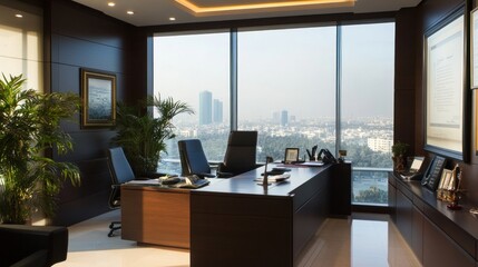 Modern Office with Cityscape View