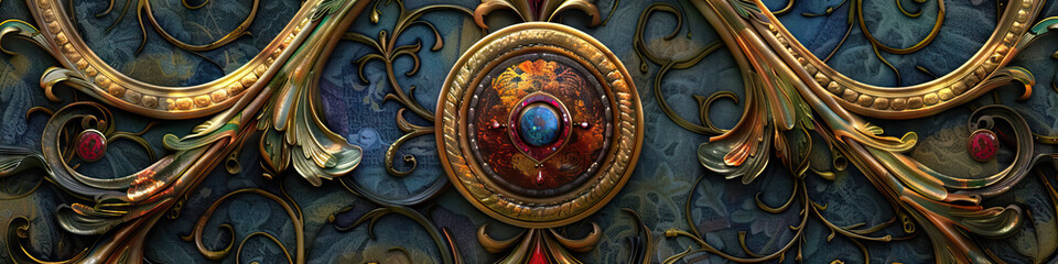 Fototapeta premium A close-up of a medieval manuscript's illuminated initial, showcasing the exquisite detailing and jewel tones.