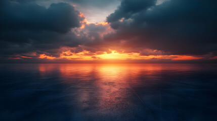 Fototapeta premium Dramatic Sunset Over Ocean - Illustration