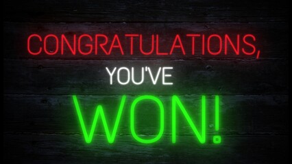 congratulations you've won neon effect sign