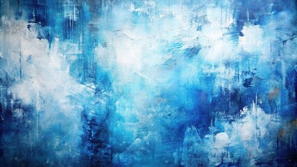 Naklejka premium High angle abstract blue and white grunge background contemporary art large painting wall art