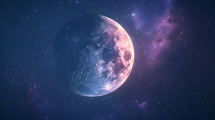 Obraz premium Crescent Moon and Stars - Illustration