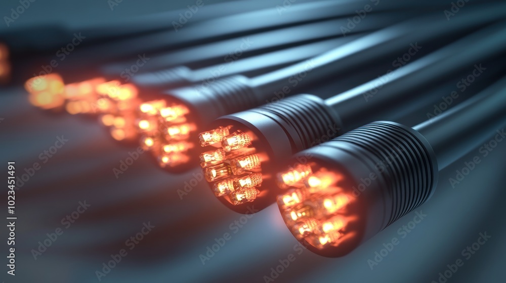 Poster close-up of illuminated connectors, showcasing their design and functionality.