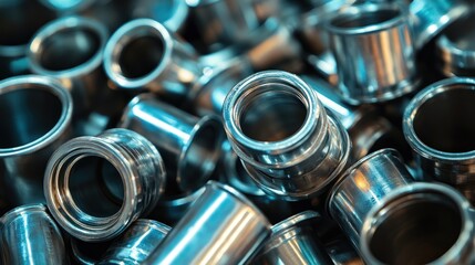 Close-Up of Metallic Cylinders