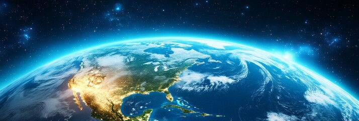Obraz premium Earth Showing North America and Mexico, Highlighting Diverse Terrain and Vast Landscapes