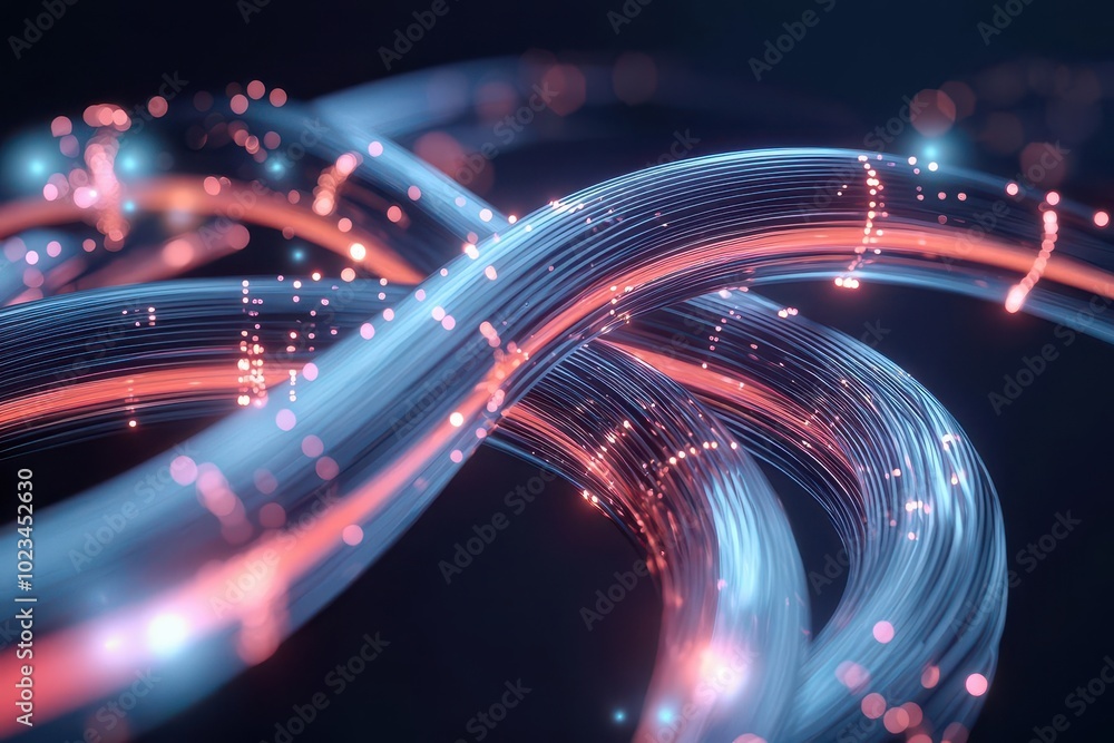 Aufkleber a vibrant, abstract image of glowing, intertwined lines and particles, creating a dynamic sense of m