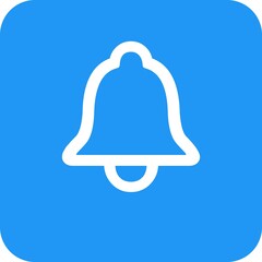 Icon designed which represents the sign of bell on blue background.