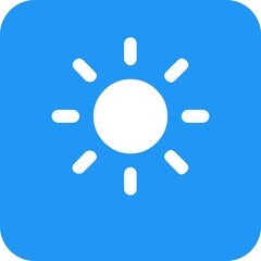 White color icon designed represents brightness symbol on blue background.