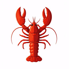 red cartoon lobster illustration on white background