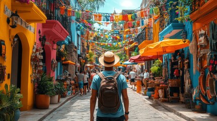 Colorful Street Market in Mexico