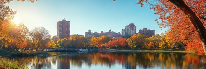 American cityscape in the fall