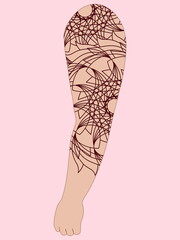 Tribal tattoo design on hand illustration