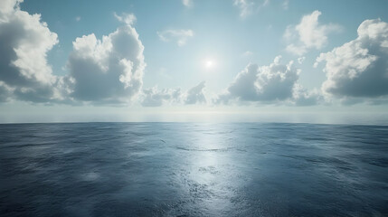 Obraz premium Blue Sky and Ocean with Clouds 3D Illustration